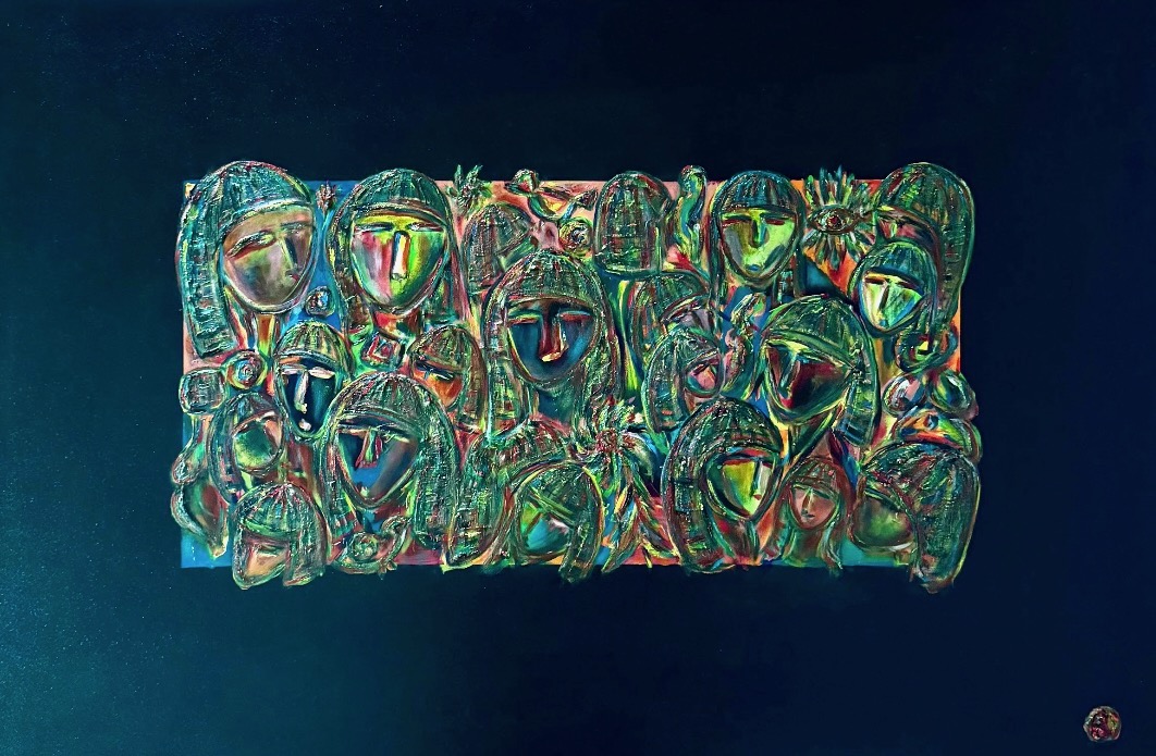 Brassempouy en compression, peinture à l'huile sur toile, Philippe du Cheyron