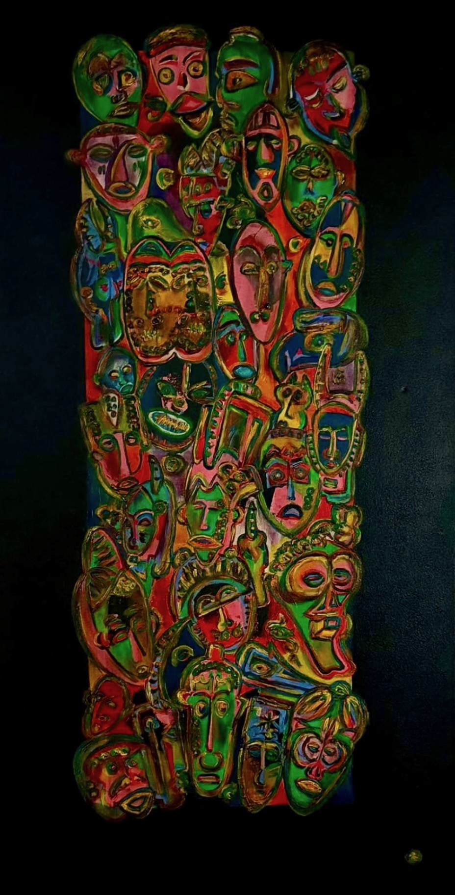 Compression primitive noire, peinture à l'huile sur toile, Philippe du Cheyron