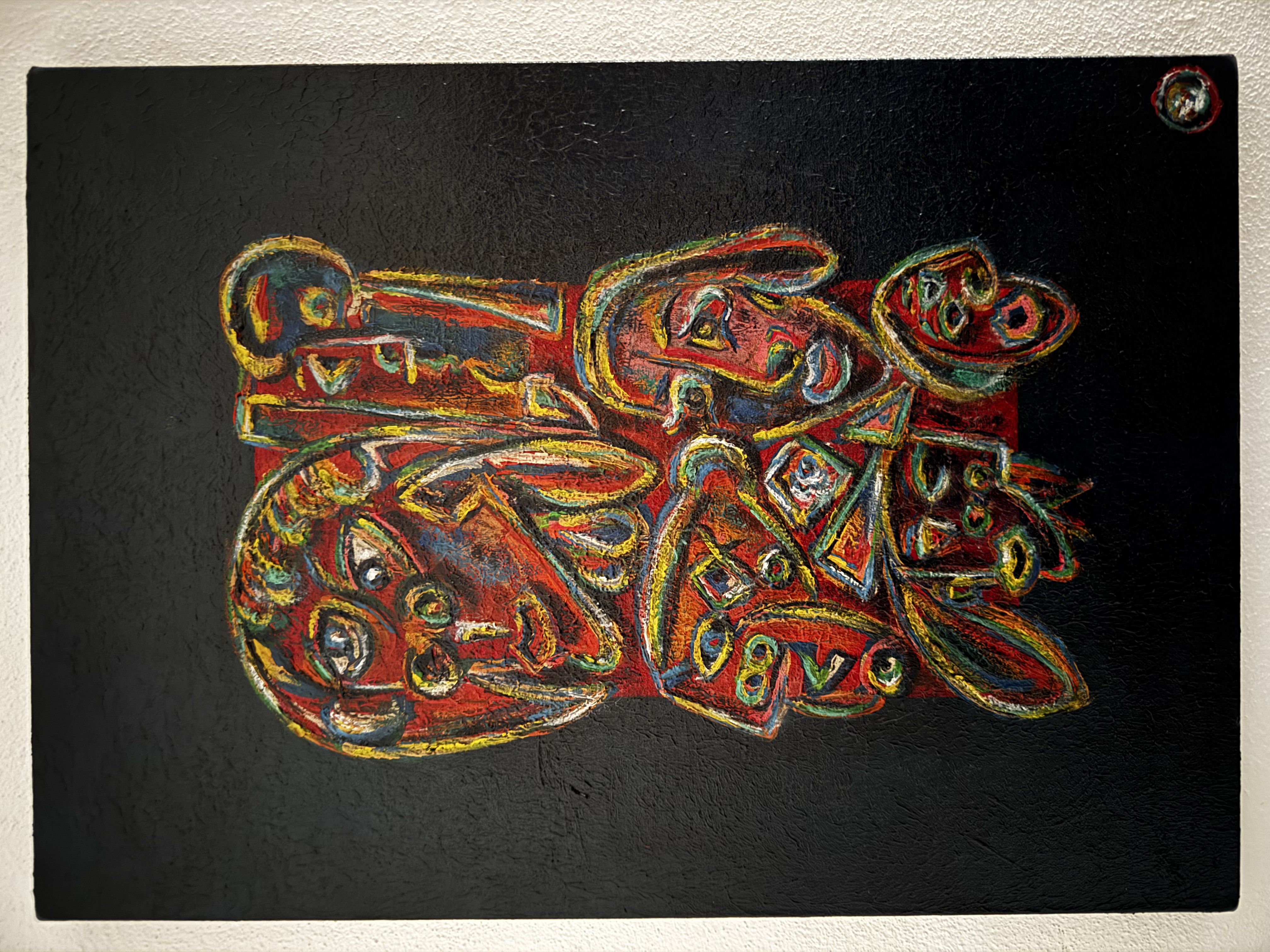 Mini compression Pablo noire, peinture à l'huile sur toile, Philippe du Cheyron