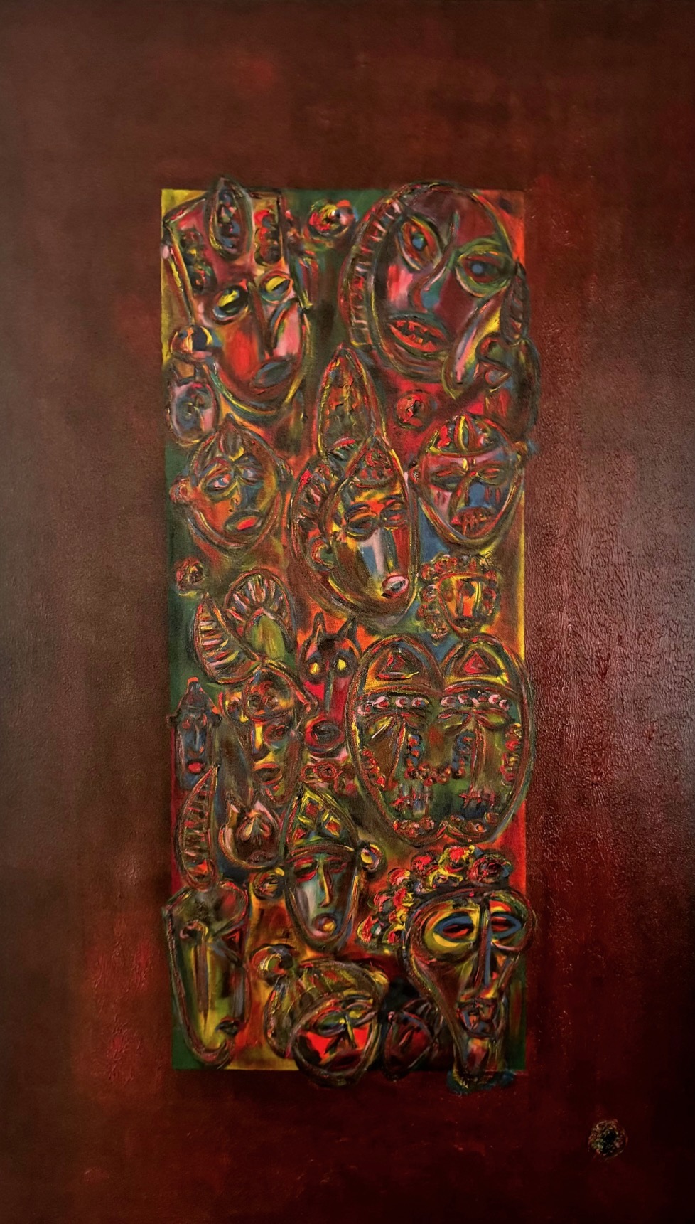Primitifs en bronze, peinture à l'huile sur toile, Philippe du Cheyron